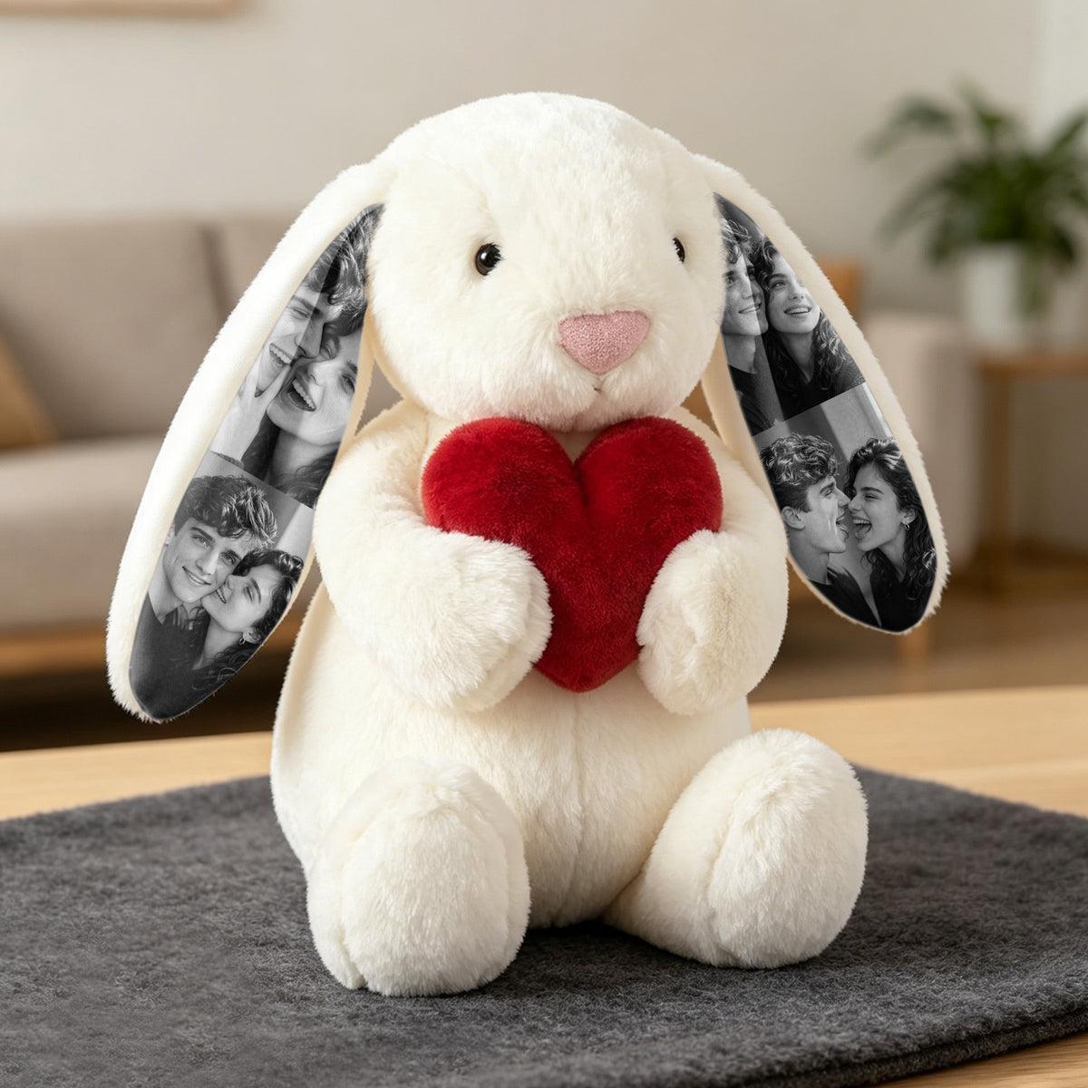 Custom Photo Bunny Plush – Personalized Picture Gift for Couples, Anniversary & Valentine’s Day Gift