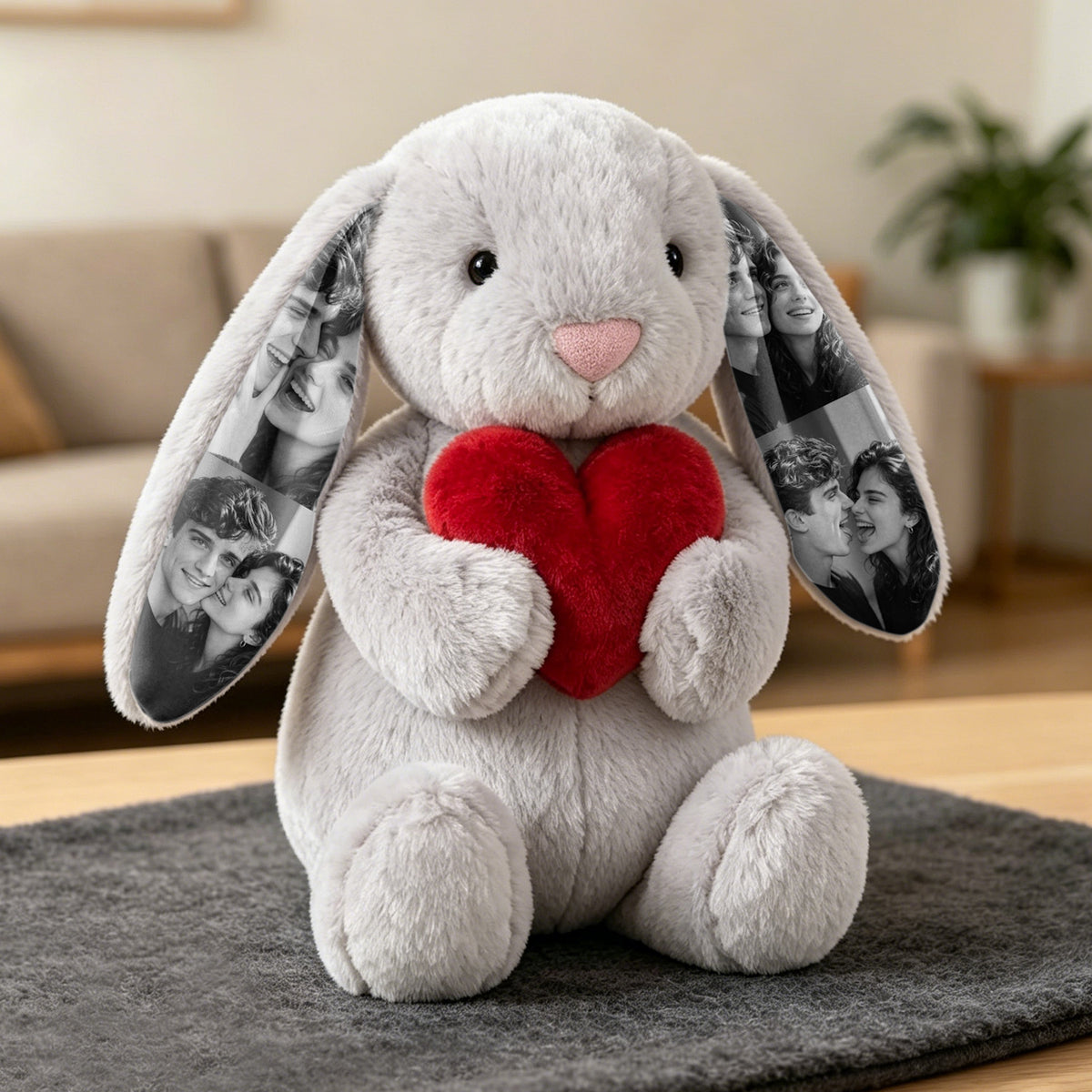 Custom Photo Bunny Plush – Personalized Picture Gift for Couples, Anniversary & Valentine’s Day Gift