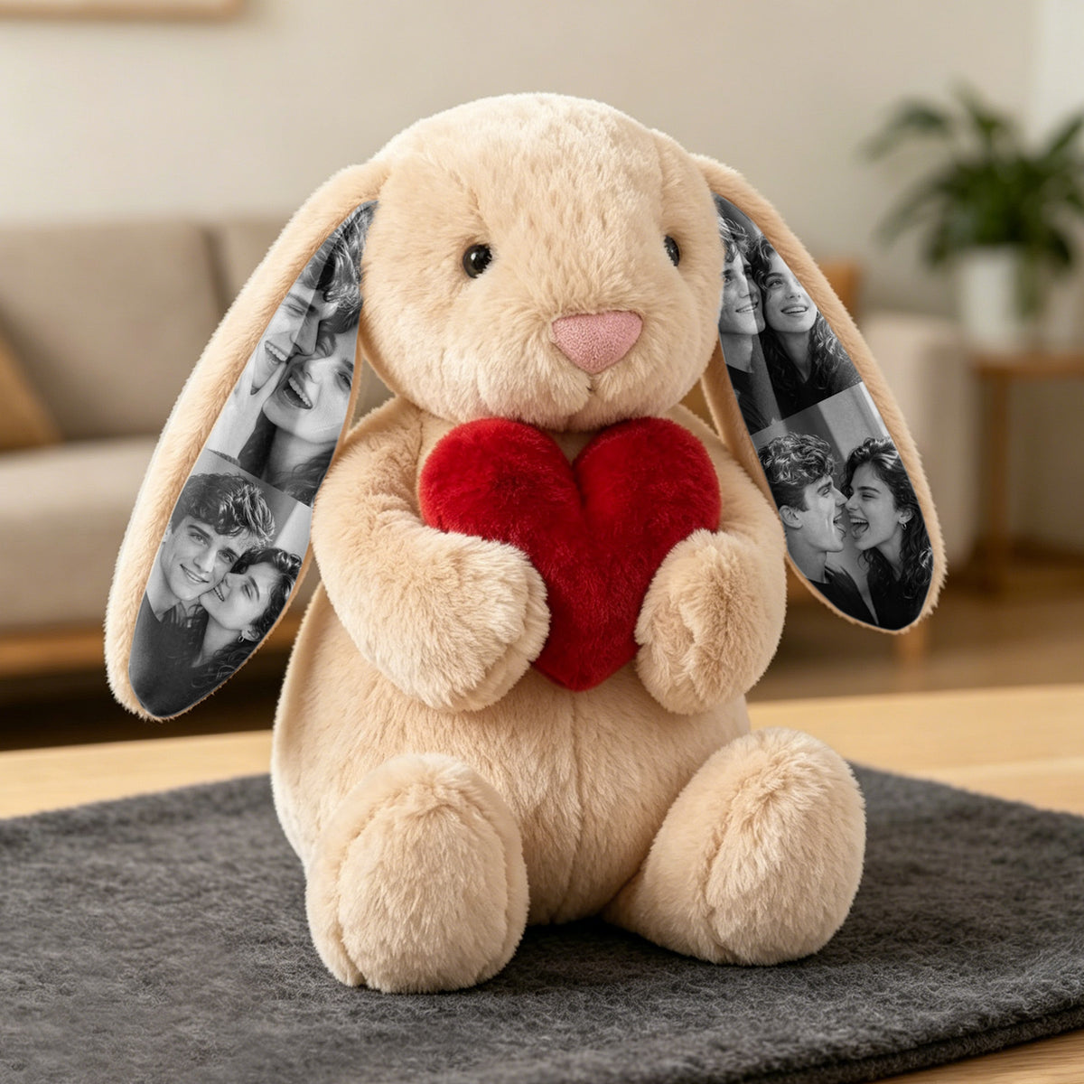 Custom Photo Bunny Plush – Personalized Picture Gift for Couples, Anniversary & Valentine’s Day Gift