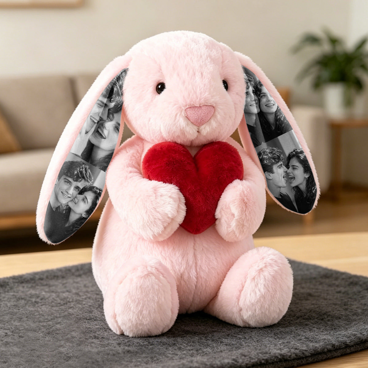 Custom Photo Bunny Plush – Personalized Picture Gift for Couples, Anniversary & Valentine’s Day Gift